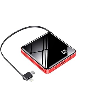 モバイルバッテリー 軽量 13800mAh ケーブル内蔵 小型 大容量 急速充電 2台同時充電 薄型 携帯バッテリー 持…