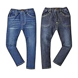 ベビー服 男の子 ロング パンツ ボトム KIDBOW キッドバウ デニム 無地 ダメージ加工 ワッペン ウエストゴム 男児 ベビー (1.ブルー/90cm)