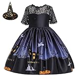 [Ymgot] ハロウィン 衣装 子供 魔女 仮装 悪魔 コスチューム ワンピース キッズ ウィッチ お化け コスプレ (ブラック, 140)