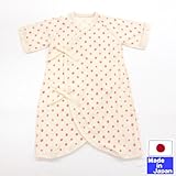 フライスコンビ肌着（てがき風水玉・ピンク）新生児50-60cm 日本製