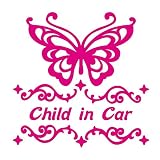 デザイン工房ＳＩＧＮＳ 車ステッカー Child in car 3 綺麗にはがせる 車 ステッカー 蝶 チョウ マゼンタ