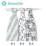 aden + anais (エイデンアンドアネイ) おくるみ 3枚セット 出産祝い WHITE LABEL E Seaside [並行輸入品]