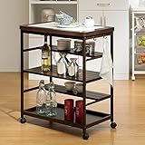 キッチン家具 台所収納 キッチンキャビネット 棚 食器 天板 が タイル ラクラク 移動 Shefca キッチンワゴン ダーク