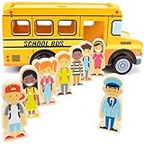 幼児用おもちゃプレイセット、8 Character Figures Back to School Bus Kidsプレイセットおもちゃ