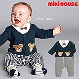 MIKIHOUSE(ミキハウス)蝶ネクタイつき セパレート風プッチーカバーオール ７０ｃｍ,紺（03）