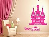 ik941 Wall Decal Sticker Castle Princess Cinderella carriage horse kids room by StickersForLife