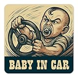 BABY IN CAR ベビーインカー キッズインカー 赤ちゃんが乗ってます シール ステッカー 車用 サイン おもしろ ちょいワル 防水 耐水 (10cm×10cm)