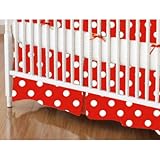 SheetWorld - Crib Skirt (28 x 52) - Primary Polka Dots Red Woven - Made In USA by sheetworld