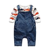 ベビー服 ロンパーススーツ 長袖上着＆サロペットパンツ セット サロペットパンツ オーバーオール　2点セット 新生児 (80CM)