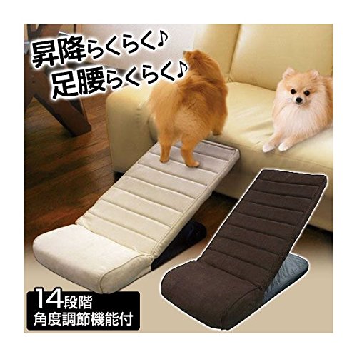 ペットスロープ 【小～中型犬向】 14段階角度調節機能付き アイボリー 〔ペット用品〕