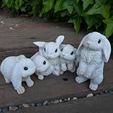 うさぎの置物 たれ耳うさぎの３点５羽セット ホワイト 動物 ６０２３・２６HT オーナメント ガーデン オブジェ ガーデニング インテリア 雑貨 デ