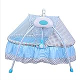 折りたたみ可能 ベビーバウンサー ベビースイング ベビーロッキングチェア ベビーベッド ベビースイングチェア ベビーラック 電動ロッキングチェア 音楽ロッキングチェア （ピンク 青）,Blue