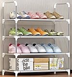 SUOERNUO シューズラック　出し入れ楽々　オープンタイプ　4段　薄型　折り畳み　軽量　可動式　シンプル　靴収納　下駄箱 　靴棚　シューズボックス　