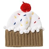 XIKA ベビー・キッズ用 男女共用 かわいいカップケーキハット あったかいニット帽 選べる5色 (F, ホワイト)