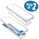 mDesignキッチン酷使引き出しオーガナイザーSpatulas、木製スプーン – 2パック、3 " x 9 " x 2インチ、クリア