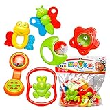 サクララ（Sakulala) ベル チャイム ラトル 音鳴り 玩具 ガラガラ　赤ちゃん　新生児　ベビー　お風呂　おもちゃ　６点セット