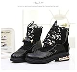 (チェリーレッド) CherryRed 子供靴 キッズ 女の子用 フォーマル靴 可愛い ブーツ レース 発表会 結婚式 卒園式 卒業式 入学式 七五三 34 ブラック