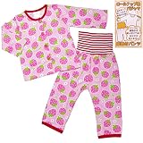 ガールズ|ベビー|パジャマ[enfant pur]ベビーパジャマ|腹巻付ロールアップ袖|苺|イチゴ柄|長袖パジャマ上下セット|女の子|女児 90cm ピンク