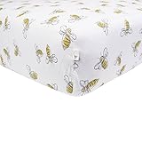 Burt's Bees Baby Scattered Bees Fitted Sheet, Cloud, Crib