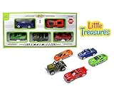 Die-cast model cars play toy - set of 5 vehicles a pick up truck, sports car, drag racing car, jeep 