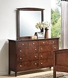 Roundhill Furniture Cheffes Wood Dresser and Mirror, Cherry [並行輸入品]