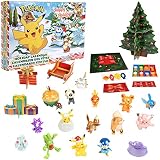 Jazwares ポケモン 2022年 ホリデーアドベントカレンダー 子供用 24ピースギフトプレイセット ピカチュウ イーブイ ジグリパフなど おもちゃのキャラクターフィギュア16体とクリスマスアクセサリー8個 対象年齢4歳以上