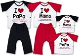 (アイラブパパアンドママ)【I lovePaPa&Mama】 アイラブパパ&ママ アイラブプリント 脇ボタン付 半そでパジャマ 80cm/90cm/95cm/100cm 100 パパレッド