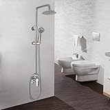 バスルームレインシャワーコンビネーションセットウォールマウントレインシャワーシステムポリッシュクロム ( サイズ さいず : 円形 )