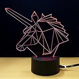 テーブルランプ3D創造性光るユニコーンLEDナイトライトベッドルームベッドサイドランプホリデーギフト,Red