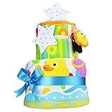 Sassy サッシー 出産祝い 豪華2段 おむつケーキ ブルー 男の子 パンパース テープタイプ S 手作り