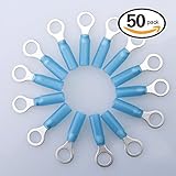 Glarks 50pcs 16-14 Gauge M8 Ring Nylon Heat Shrink Waterproof Quick Disconnect Electrical Insulated 