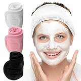 Dreecy 3 Pack Spa Facial Headband with Velcro Non-slip Stretchable Terry Cloth Head Wrap Headband To