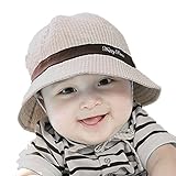アップルスノー(applesnow) 赤ちゃんを日差しから守る ベビー 用 つば 付き ハット ボーダー 男女 兼用 帽子 男の子 女の子 (ブラウン)