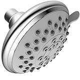 xogolo 5インチSpaシャワーヘッド高圧力 – 6 Fuctions Including 5 Sprays + 2.5 GPM、本と節水、ポリッシュクロームFinished self-clean