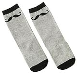 2ペア子供のためのニーハイストッキングユニセックス - 赤ちゃんのチューブソックス[口ひげ、グレー]