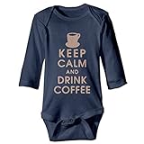 Keep Calm and Drink Coffee幼児用長袖ボディスーツOnesies カラー: ブルー