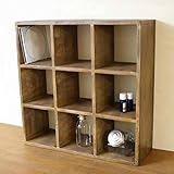 キュービックラック９ 木製収納棚 卓上ラック ＣＤラック アンティーク 43.5x15x43.5cm