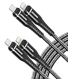 UYOUNG USB C iPhone充電器 2パック Type C to Lightningケーブル 編組高速充電コード 編組 - ブラック