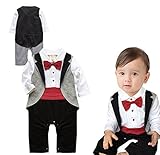 ViVashop キッズ フォーマル ベビー ロンパース 男の子 新生児 結婚式 出産祝い 誕生日 赤い 80