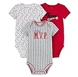 Carter 's Just One You Baby Boys ' 3パックショートスリーブボディスーツセット(レッドTeam ) カラー: レッド
