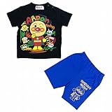 (バンダイ)BANDAI 半袖Tシャツ ハーフパンツ セット アンパンマン ブラック-ブルー 95