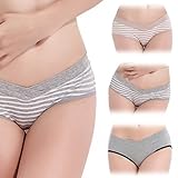 (シャンディニー) Chandeny ボーダー 柄 マタニティ ショーツ 3枚 セット ローライズ 締め付けない 妊婦用 10103 グレー ブラウンボーダー グレーボーダー XL サイズ