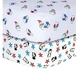 Snowman and Penguin Print Flannel 2 Piece Crib Sheet Set by Trend Lab [並行輸入品]