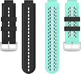 [Ponrio] GARMIN Foreathlete 235j 交換ベルト ガーミン 220J 230J 235 620J 630J 735XTJ ベルト garmin ベルト 腕時計 切替え バンド ソフト シリコン製 工具付き 6色 (ブラック＋水色)