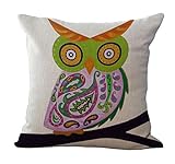 （デマ―クト）De.Markt　ふくろう枕カバー　亜麻枕カバー　44*44cm　芯が含めない