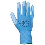 (ポートウエスト) Portwest メンズ (A120) ポリウレタンコーティング 作業用グローブ 作業手袋 男性用 (M) (ブルー)
