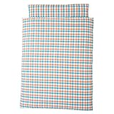 お昼寝用 洗える布団セット《2色チェック:オレンジ×青》【日本製】 (赤ちゃん用　固綿敷布団, ネイビーバッグ)