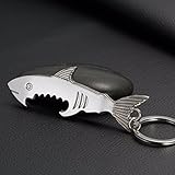 1パックShark型亜鉛合金シルバー栓抜きキーチェーンキーリングチェーン手首ホルダーストラップデラックス人気ビールOpeners Corkscrew Catcherナイフビンテージユーティリティポケッ
