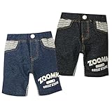 ベビー服 男の子 ハーフ パンツ ボトム ZOMIC ズーミック 裏毛 ボーダー柄切替 ロゴプリント ウエストゴム 男児 ベビー (1.ネイビー/80cm)