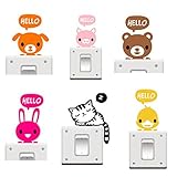 Buytra 6 Pieces Cute Animals Wall Stickers Switch Decor Decals Art Mural Baby Nursery RoomPig Rabbit